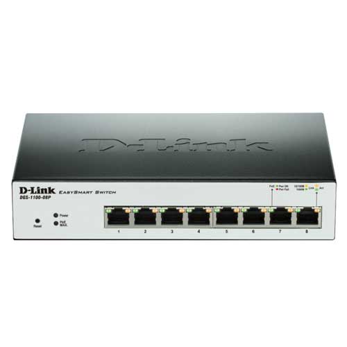 سوییچ هوشمند 8 پورت POE گیگابیت دی لینک DGS-1100-08P