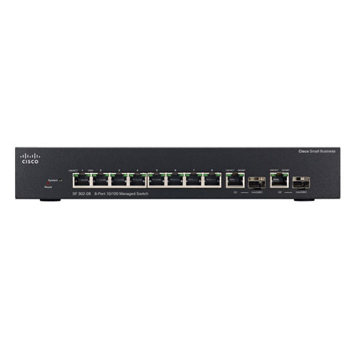 سوئیچ 8 پورت POE هوشمند 2 پورت SFP و 2 آپلینک گیگ سیسکو SF302-08P