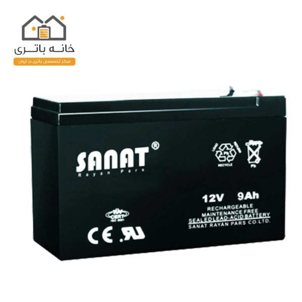 باتری 12 ولت 9 آمپر صنعت(Sanat)باتری 12 ولت 9 آمپر صنعت(Sanat)