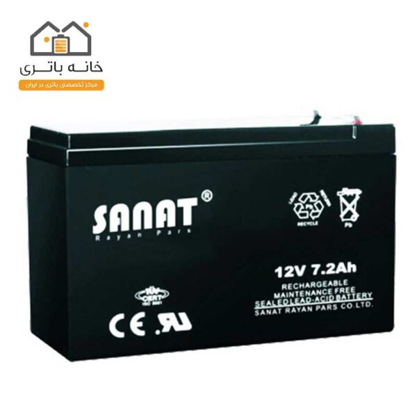 باتری 12 ولت 7.2 آمپر صنعت(Sanat)باتری 12 ولت 7.2 آمپر صنعت(Sanat)