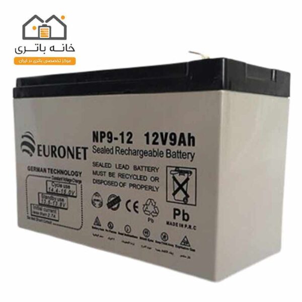 باتری خشک 12 ولت 9 آمپر یورونت (euronet)باتری خشک 12 ولت 9 آمپر یورونت (euronet)